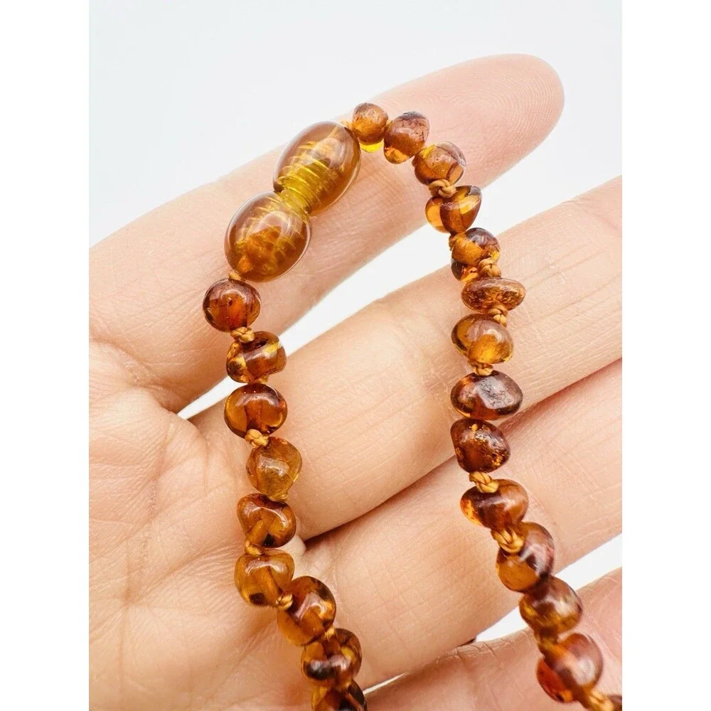Natural Baltic Amber Bead Kids Necklace 12.5”
